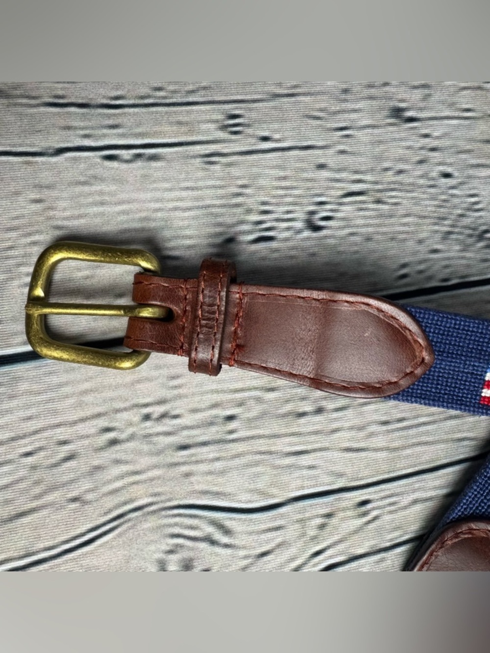 Smathers & Branson Men's Leather Belt American Flag Hand-Stitched Needlepoint 40 - Picture 2 of 12
